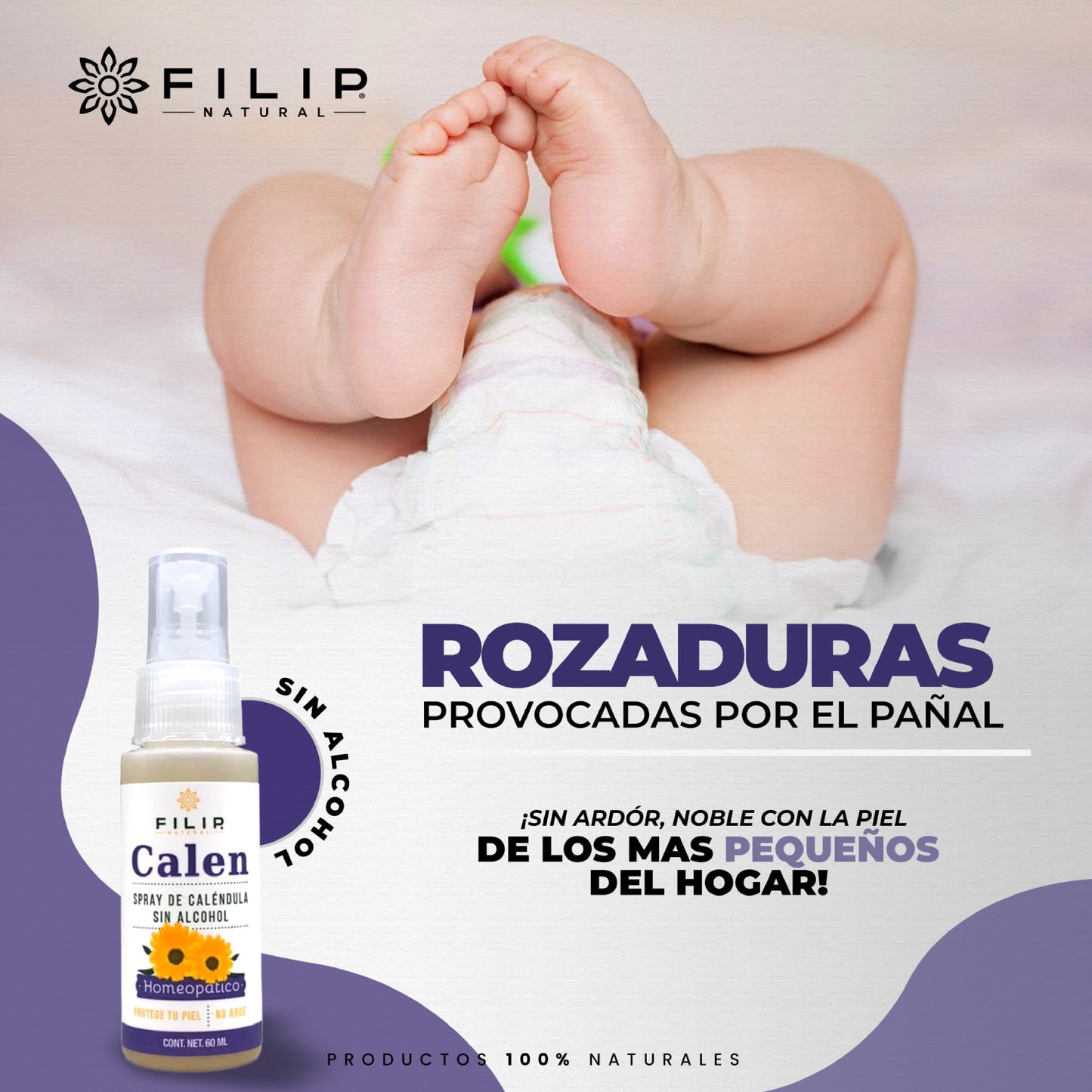 Spray de Caléndula Sin Alcohol – Auxiliar en Irritaciones y Quemaduras, 60ml.