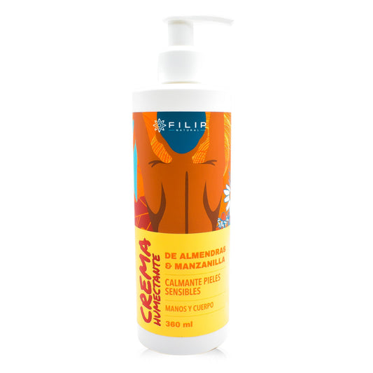 Crema Hidratante con Aceite de Almendras y Extracto de Manzanilla, 360 ml.