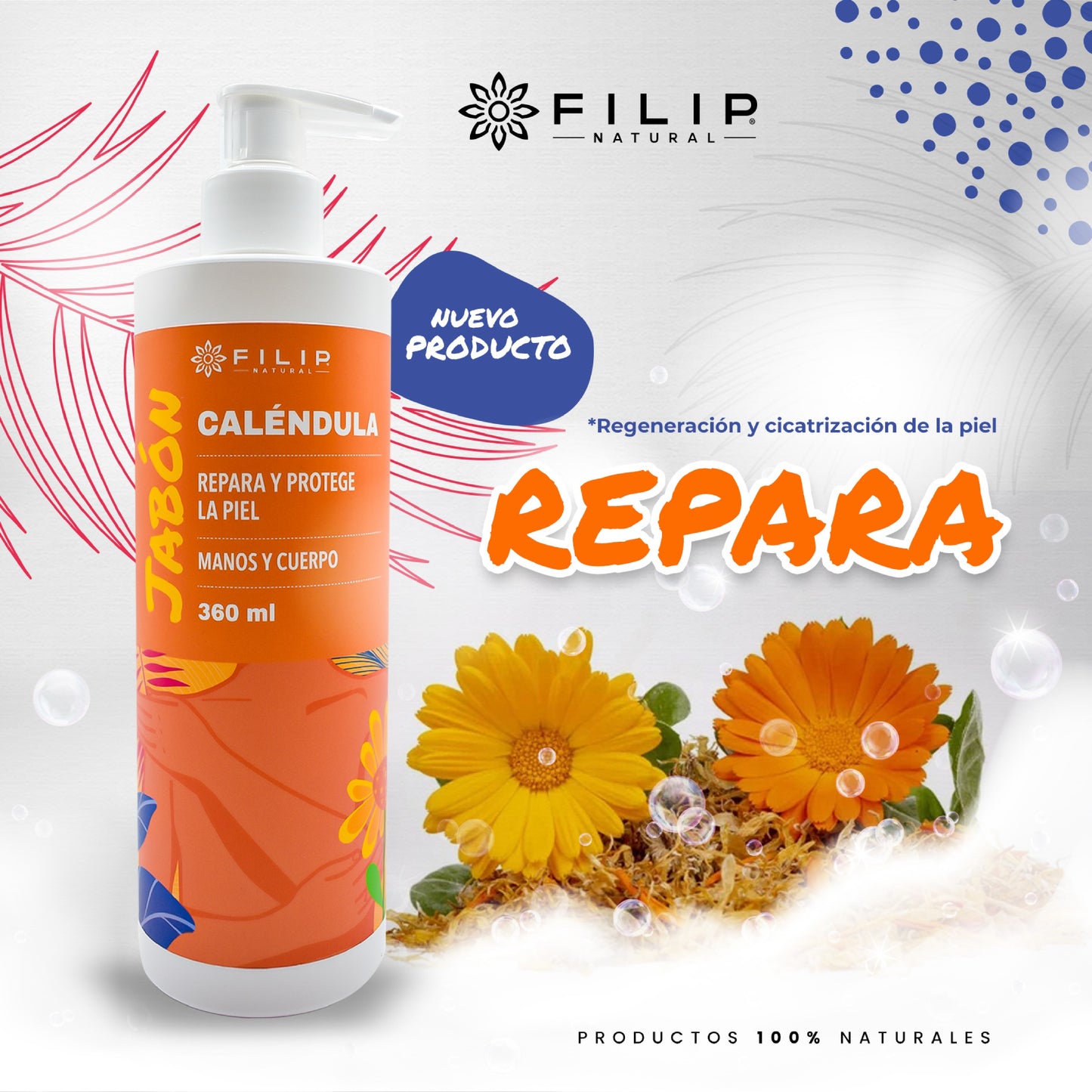 Jabón de Caléndula, 360ml.