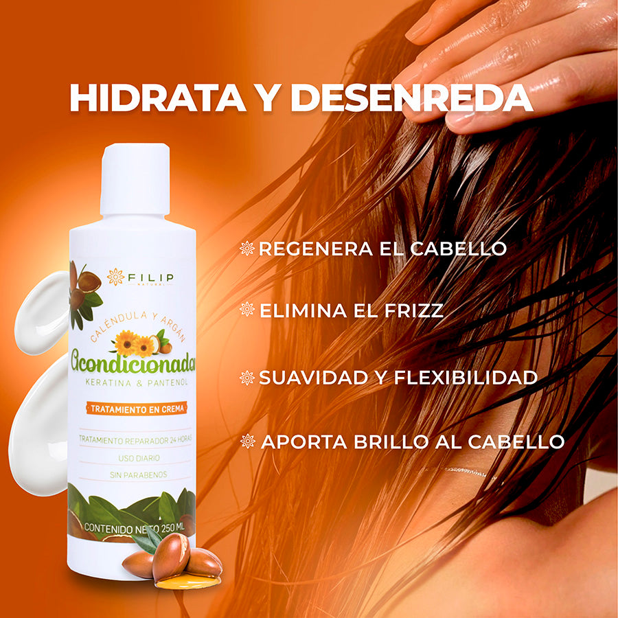 Acondicionador de Caléndula y Argán – Hidratante y Nutritivo, 250ml.