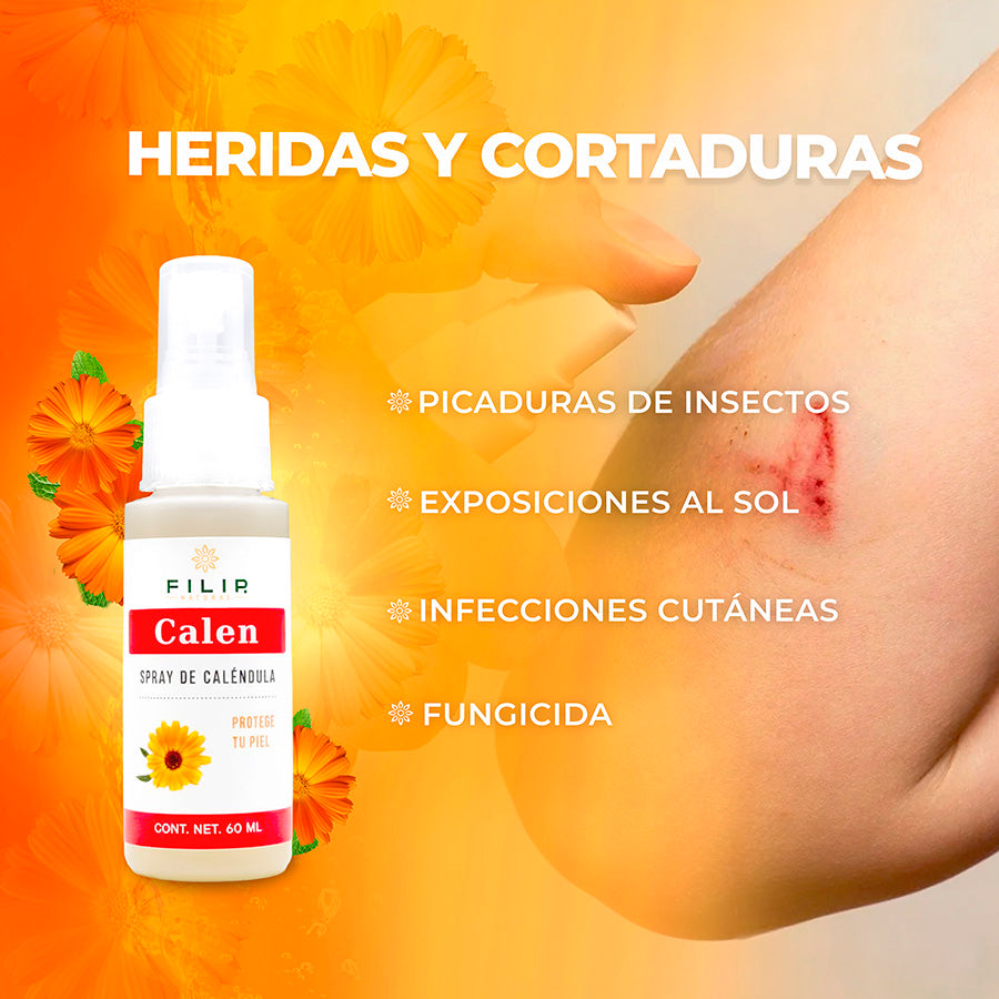 Spray de Caléndula con Alcohol – Auxiliar en Cortaduras e Irritaciones, 60ml.